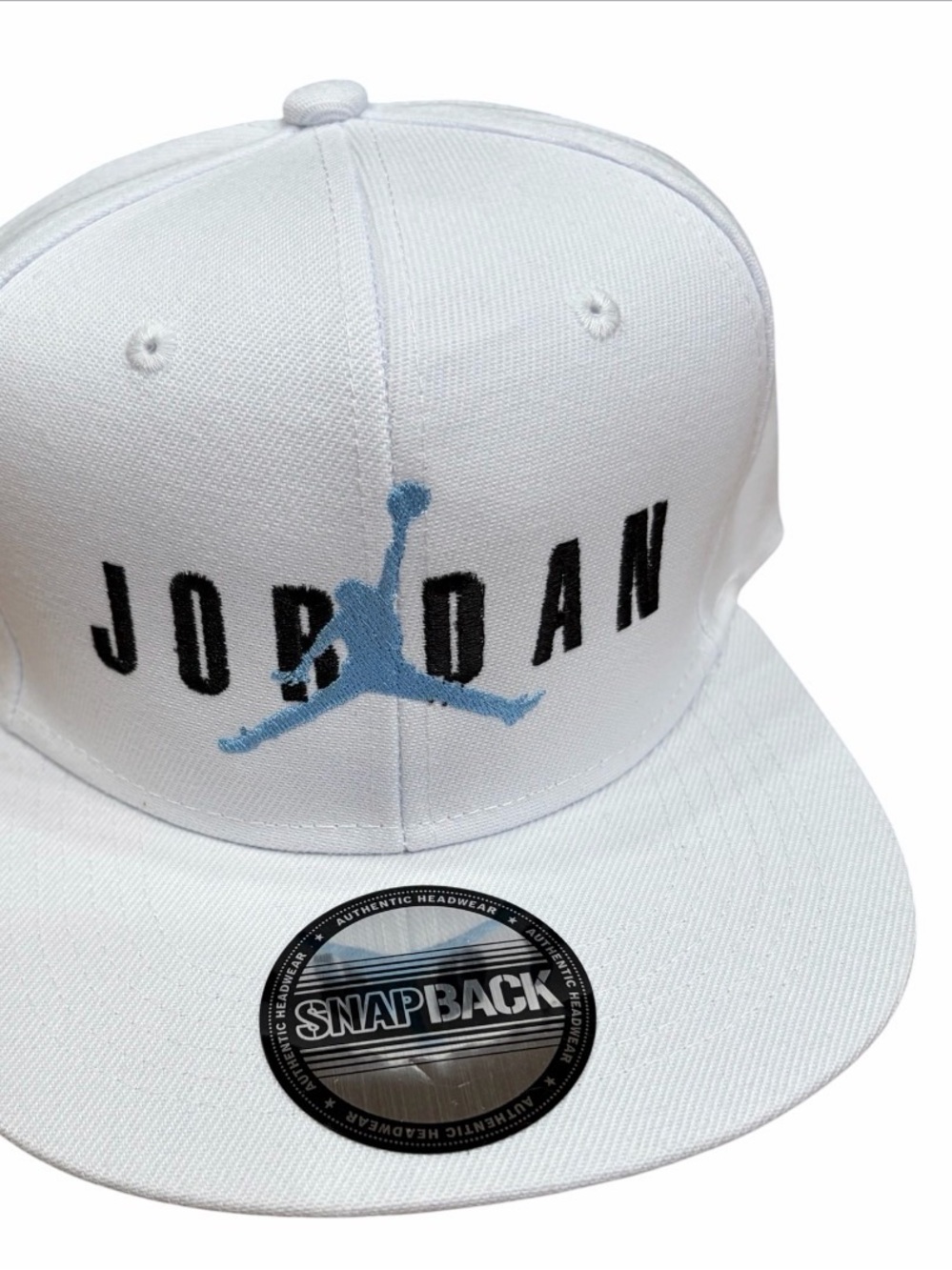 Jordan White Snapback Hat with Blue Jumpman air Jordan hat new
